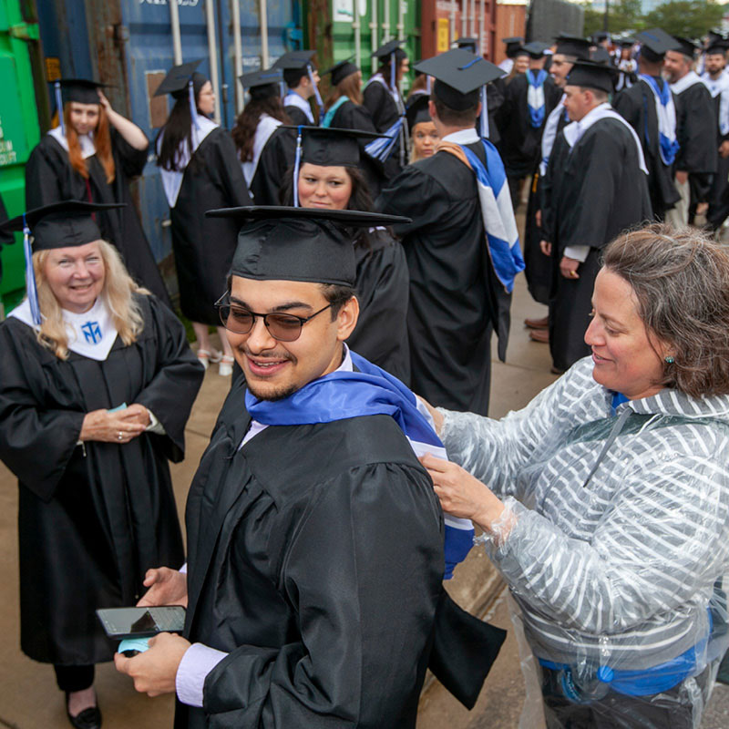 Graduates lined up for 2024 Commencement